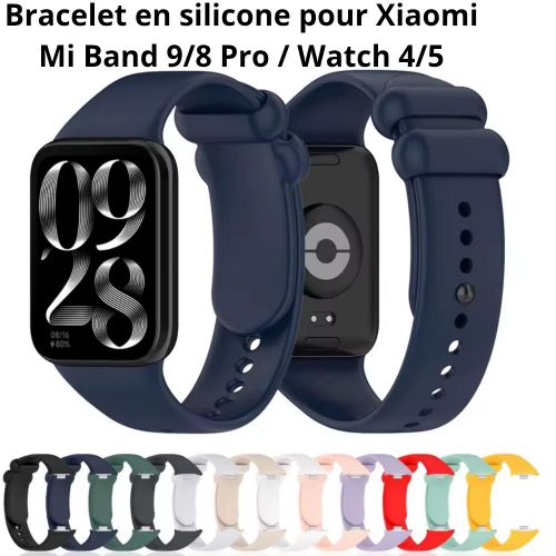 Bracelet de Rechange en Silicone pour Xiaomi band 8/9 pro/ Redmi watch 4/5 Noir
