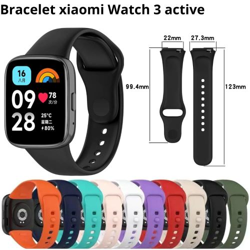 Bracelet de Rechange en Silicone pour Xiaomi Redmi Watch 3 Active Noir