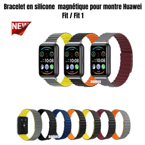 Bracelet en silicone à boucle magnétique avec connecteur pour Huawei Watch Fit / Fit 1 Noir