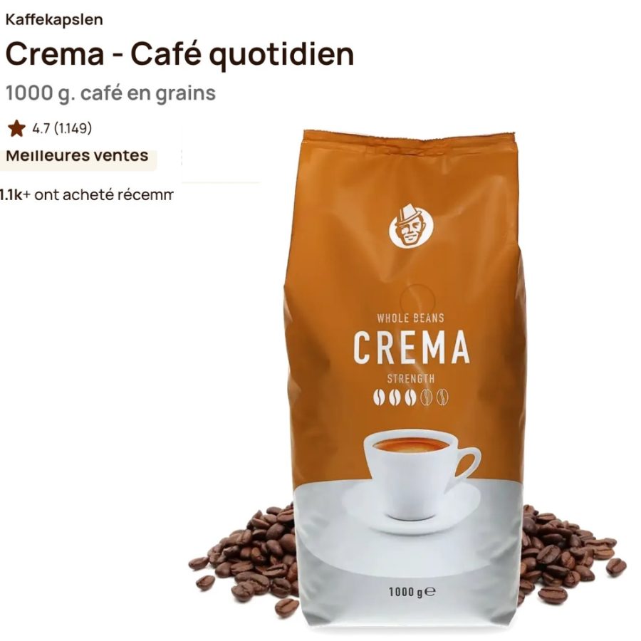 Cafés en grains > Kaffekapslen Crema - Café quotidien - 1kg Intensité (6/10)