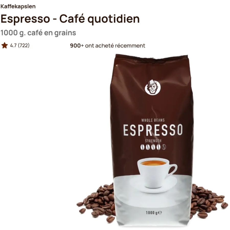 Cafés en grains > Kaffekapslen Espresso - Café quotidien - 1kg Intensité (8/10)