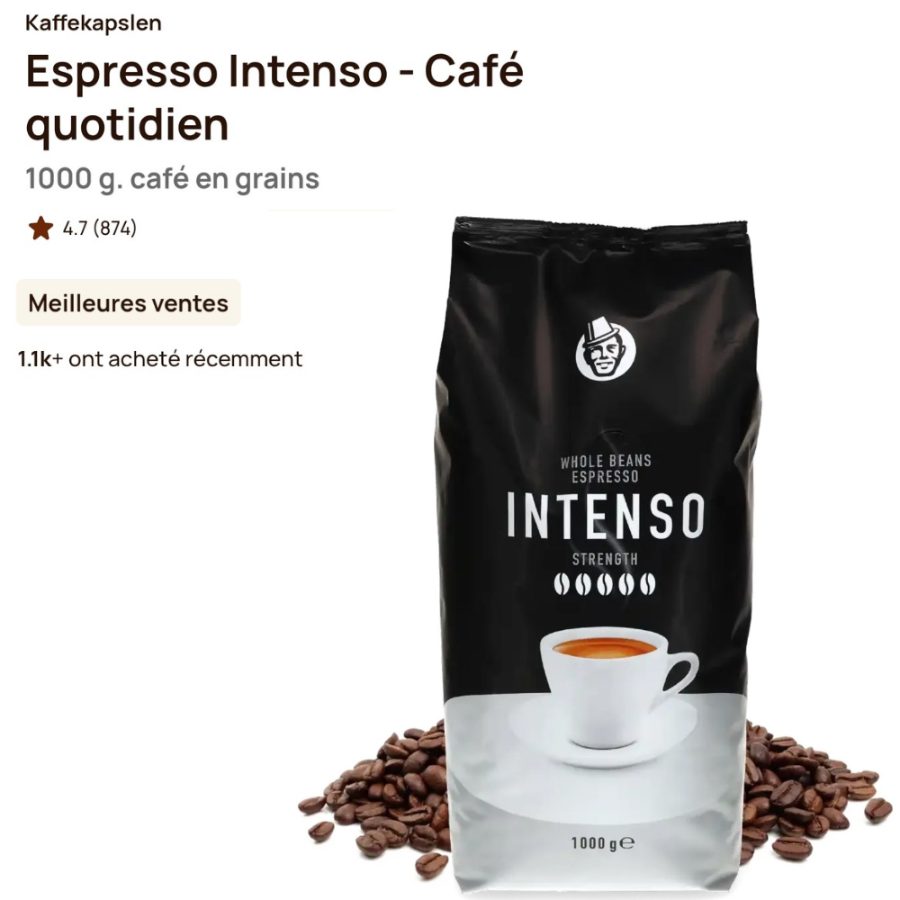 Cafés en grains > Kaffekapslen Espresso Intenso - Café quotidien 1kg Très Noir (10/10)