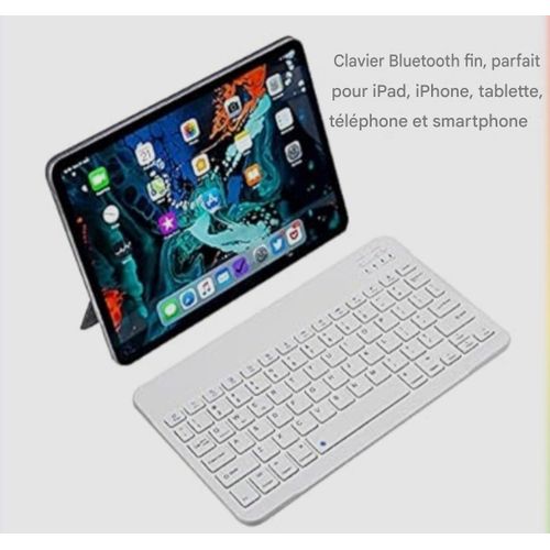 Clavier Bluetooth universelle ultra-fin 10 pouces, blanc — photo 2