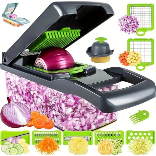 Coupe-légumes Multifonctionnel 14 En 1,Trancheuse à Fruits,hachoir à Oignons,râpe à Pommes De Terre Et Autres