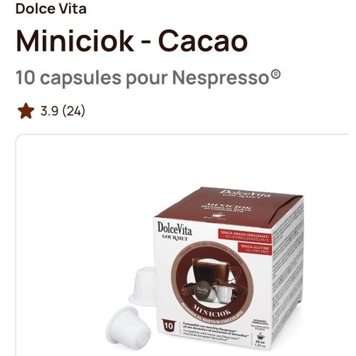 Dolce Vita Cacao - MiniCiock - 10 capsules pour Machine Nespresso