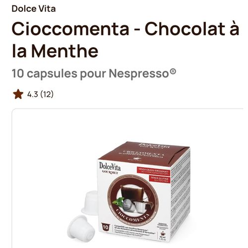 Dolce Vita Cioccomenta - Chocolat à la Menthe 10 capsules pour Nespresso®