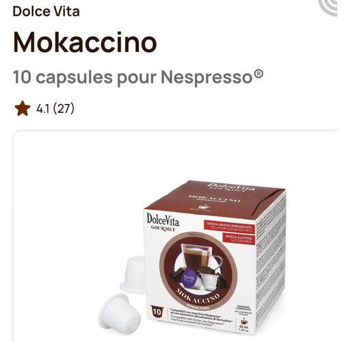 Dolce Vita Mokaccino - 10 capsules pour Machine Nespresso