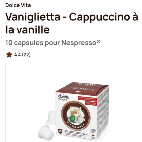 Dolce Vita Vaniglietta - Cappuccino à la vanille 10 capsules pour Nespresso