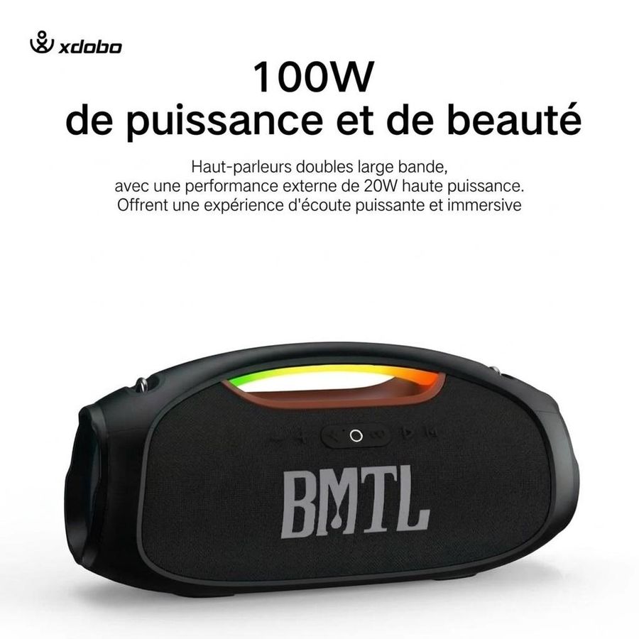 Enceinte portable Xdobo BOOM 100 W – basses profondes, étanche IPX6 — photo 3