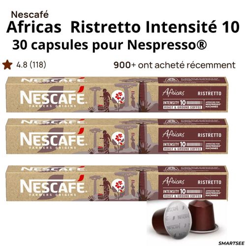 Espresso Nescafé Origins Africas Ristretto (intensité 10) 30 capsules pour Nespresso