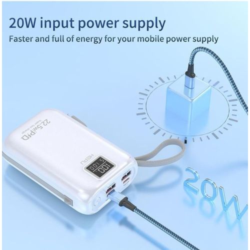 Hepu Power Bank 20000mAh Hp-A02 Blanc- 22W Charge Super Rapide Type-C Et iPhone z — photo 2