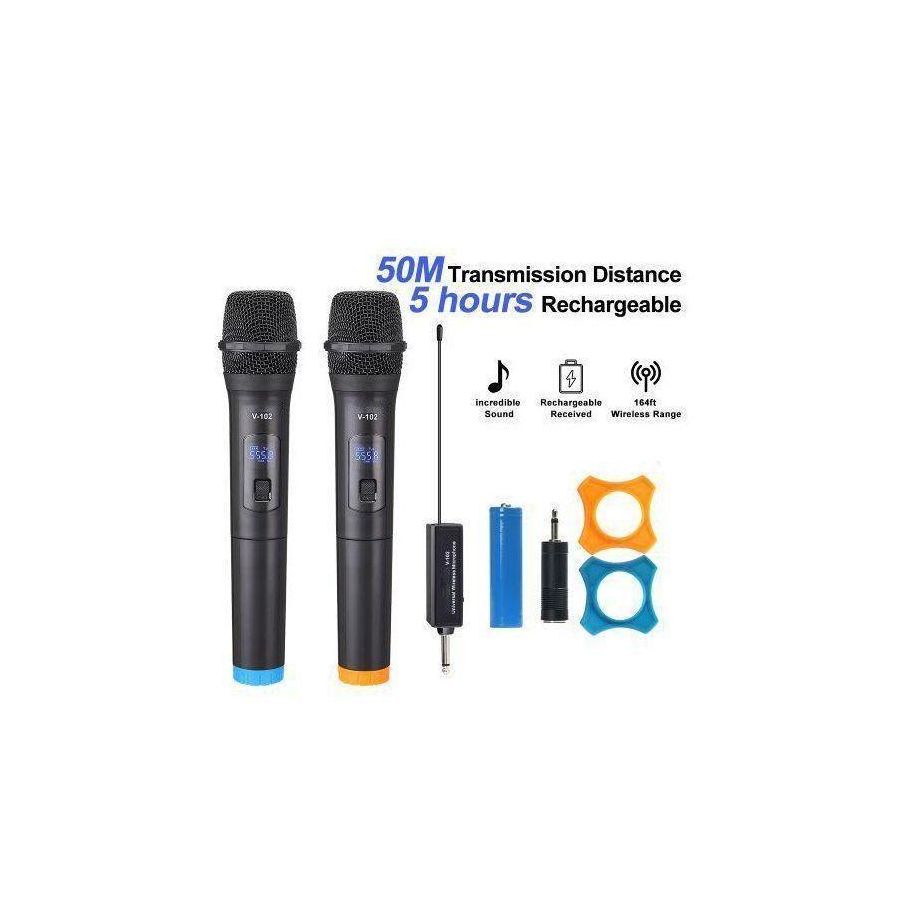 Kit duo microphones sans fil rechargeables UHF
