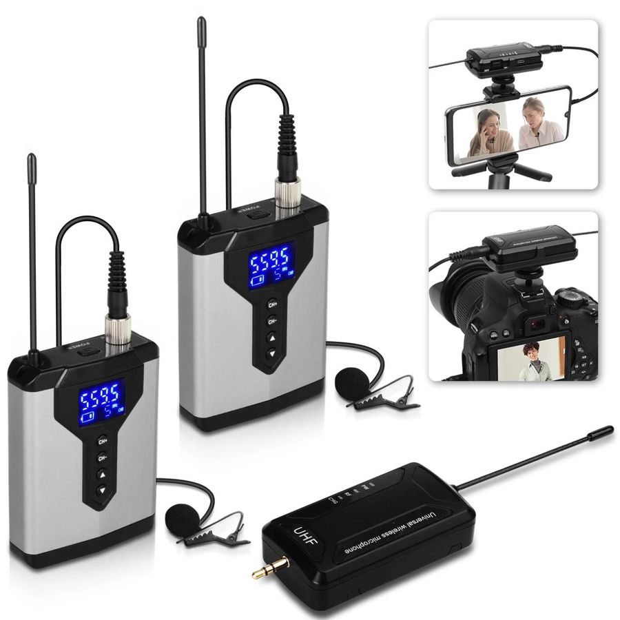 Kit microphone sans fil UHF – 2 émetteurs, micros cravate et serre-tête — photo 3