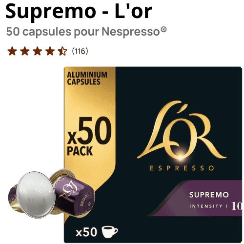 L'Or Espresso Supremo - L'OR 50 capsules pour Nespresso intensité (10)