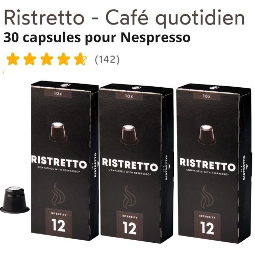 Nespresso Capsules Pour Nespresso® Ristretto - Premium Intensite 12 (Lots De 30XCapsules)