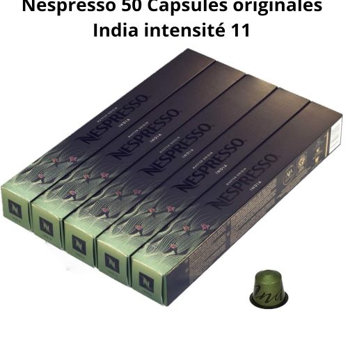 Nespresso Master Origin India 50 Capsules De Café  Intensité 11 (5 étuis De 10)