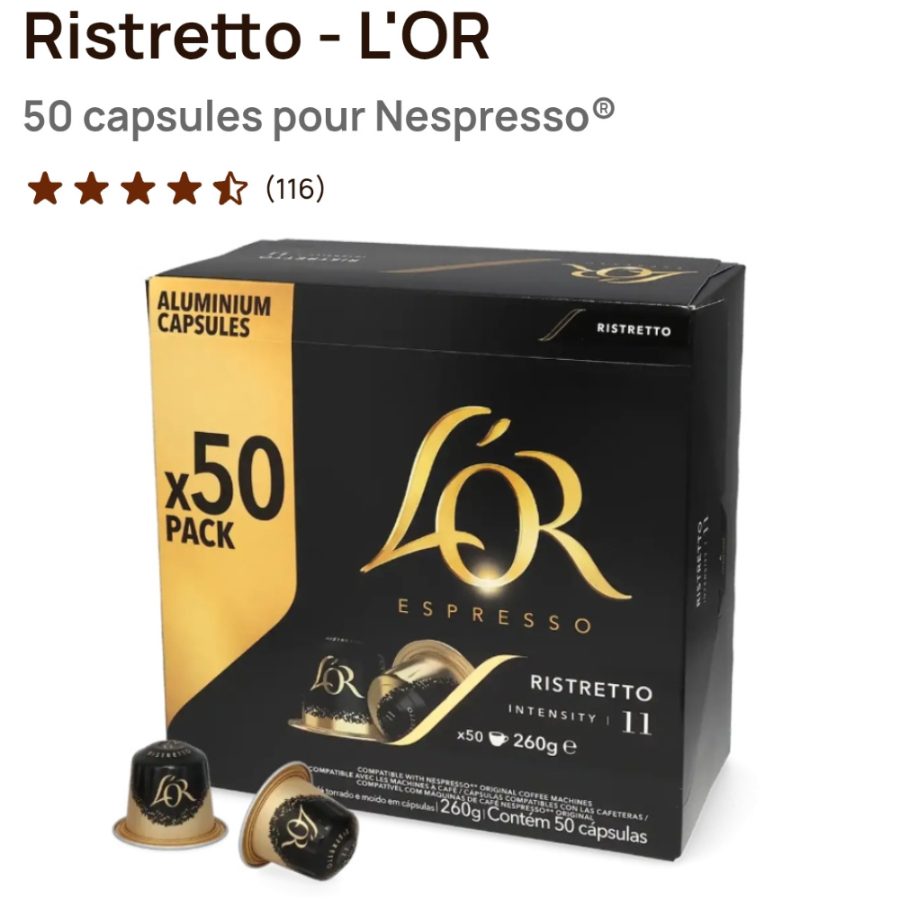 Ristretto - L'OR 50 capsules pour Nespresso intensité (11) — photo 2