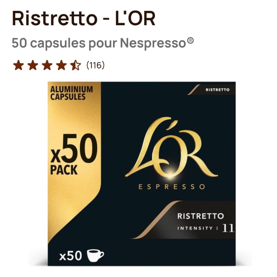 Ristretto - L'OR 50 capsules pour Nespresso intensité (11) — photo 3