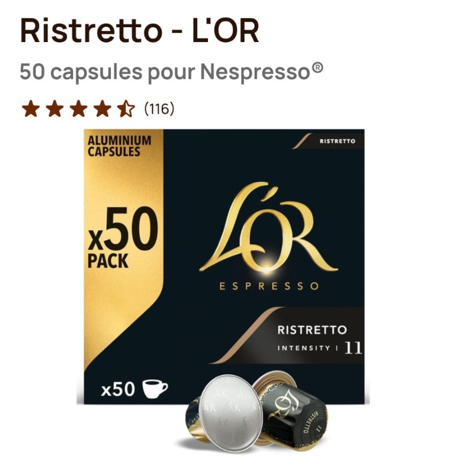 Ristretto - L'OR 50 capsules pour Nespresso intensité (11)