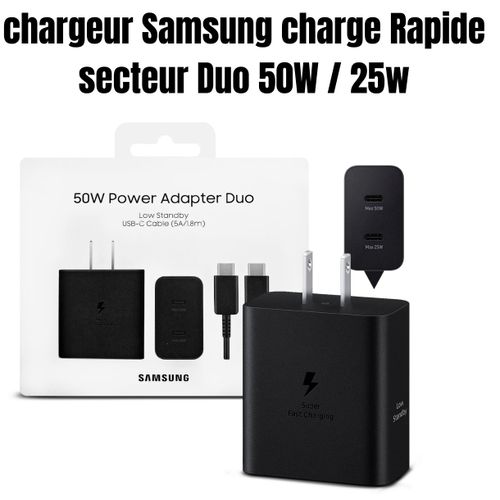 Samsung Chargeur original Type C- 50W / 25w charge Rapide Noir — photo 2