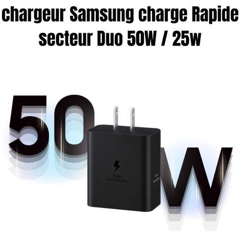 Samsung Chargeur original Type C- 50W / 25w charge Rapide Noir