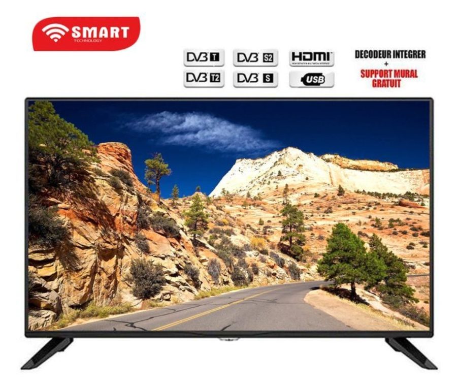 SMART TECHNOLOGY Google TV, 32  Pouces Android 14 (STT-3281E)- Wifi, Bluetooth - Apps (Netfl, YouTube, Prime Vidéo)- 2 télécommandes slim avec option vocale - 2x HDMI, 2x USB- Noir