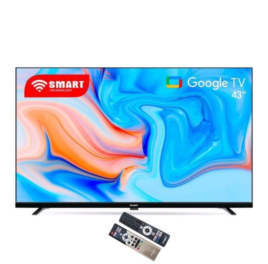 SMART TECHNOLOGY Google TV 43 Pouces (STT-4381) - Wifi, Bluetooth - Apps (Netflix, YouTube, Prime Vidéo) - 2 télécommandes slim avec option vocale - HDMI, USB - Noir