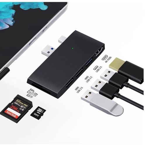 Super Mini adaptateur dp usb 1000 6en1 , ethernet 2, 3.0 M, outil multifonction pour Microsoft Surface pro 7 8 9 X