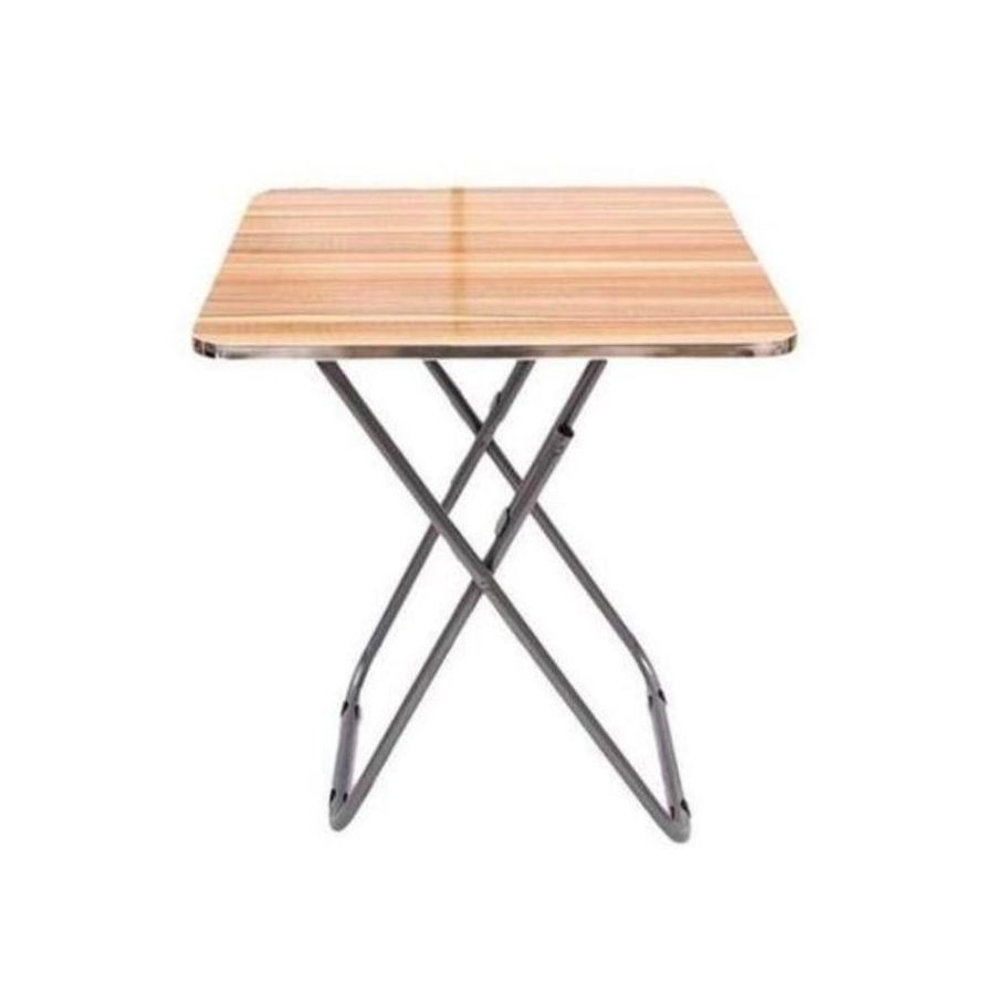 Table pliante en acier et bois 60 × 70 cm