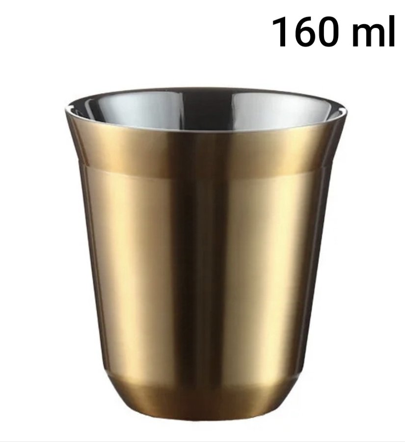 Tasse à espresso double paroi en acier inoxydable 160 ml — Doré