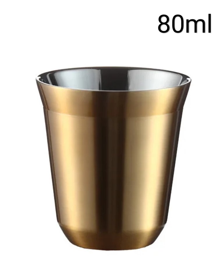 Tasse à espresso double paroi en acier inoxydable 80 ml — Doré