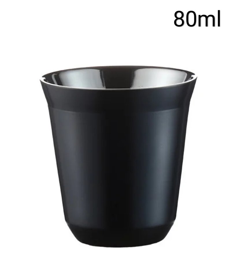 Tasse à espresso double paroi en acier inoxydable 80 ml — Noir