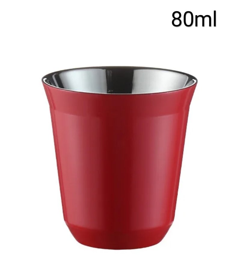 Tasse à espresso double paroi en acier inoxydable 80 ml — Rouge